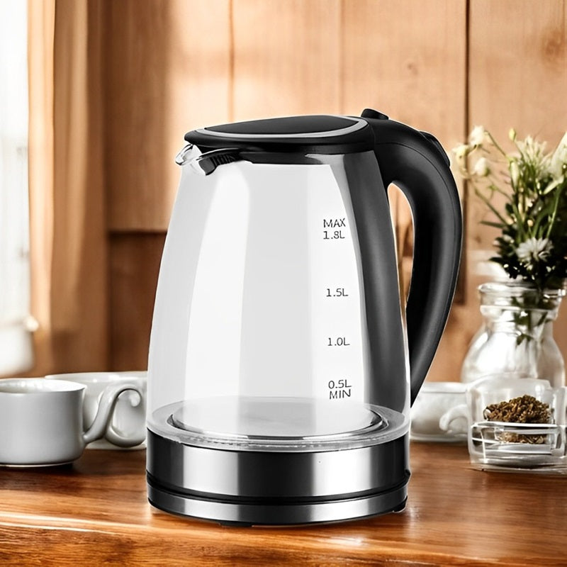 Electric Glass Kettle 1.8L 1500W Fast Boil LED Cordless