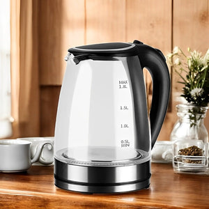Electric Glass Kettle 1.8L 1500W Fast Boil LED Cordless
