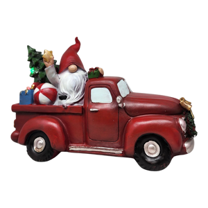 Festive Gnome's Lighted Truck Figurine