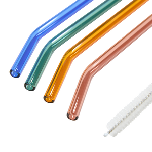 4 Colored Glass Straws with Cleaner