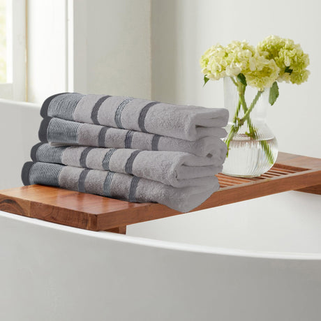 Decorative cotton stripe bath towel set - noelle collection