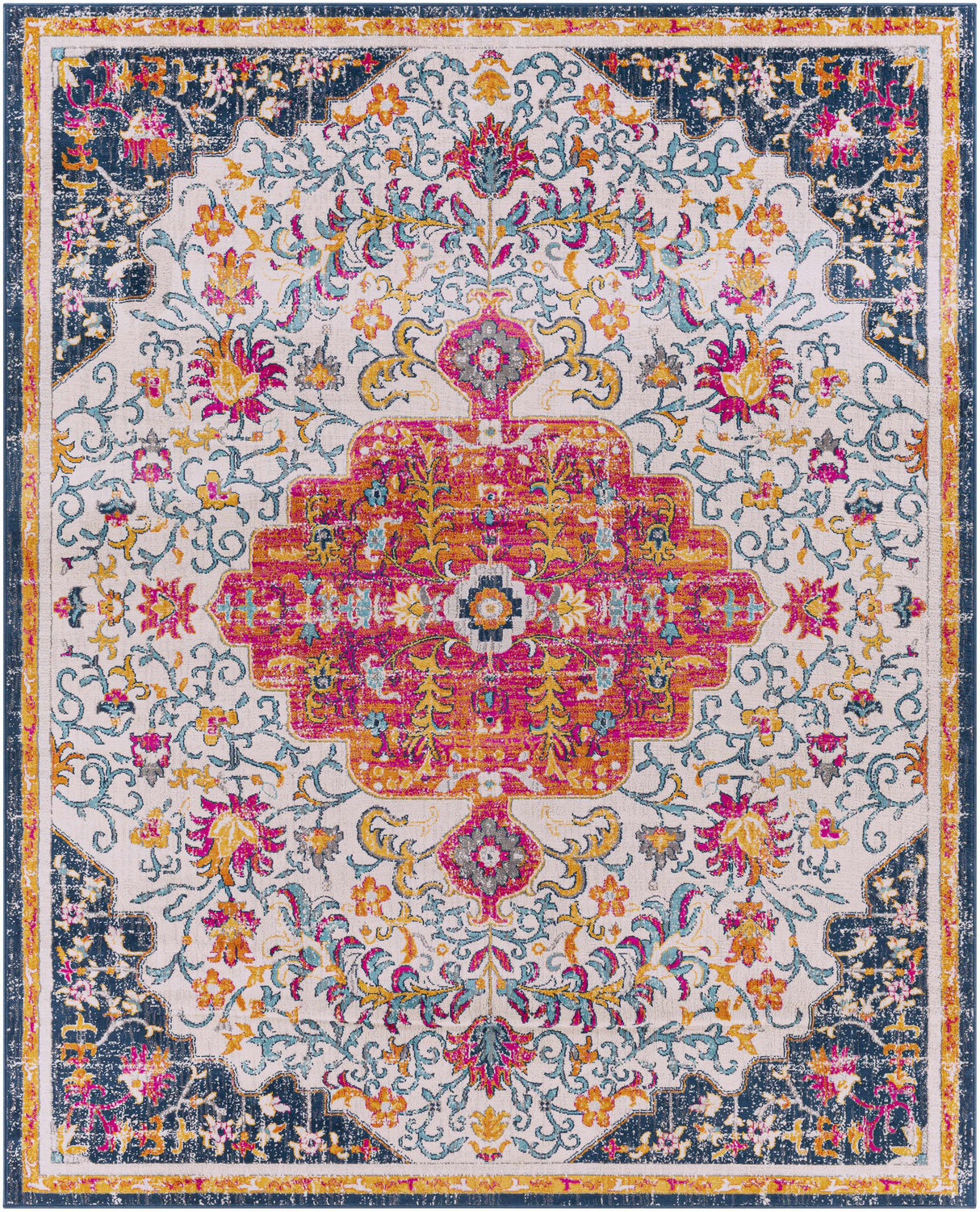 Kialla Magenta & Burnt Orange Area Rug