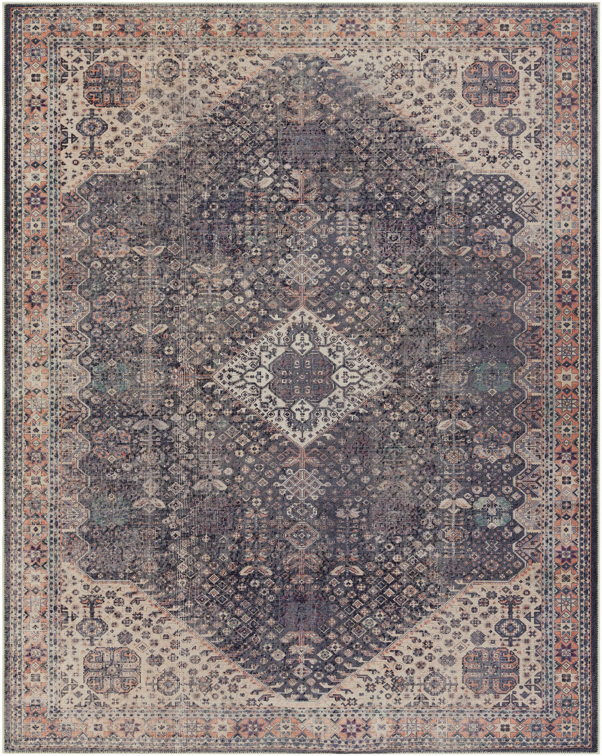 Kittrell Vintage Flat Pile Washable Rug - Clearance