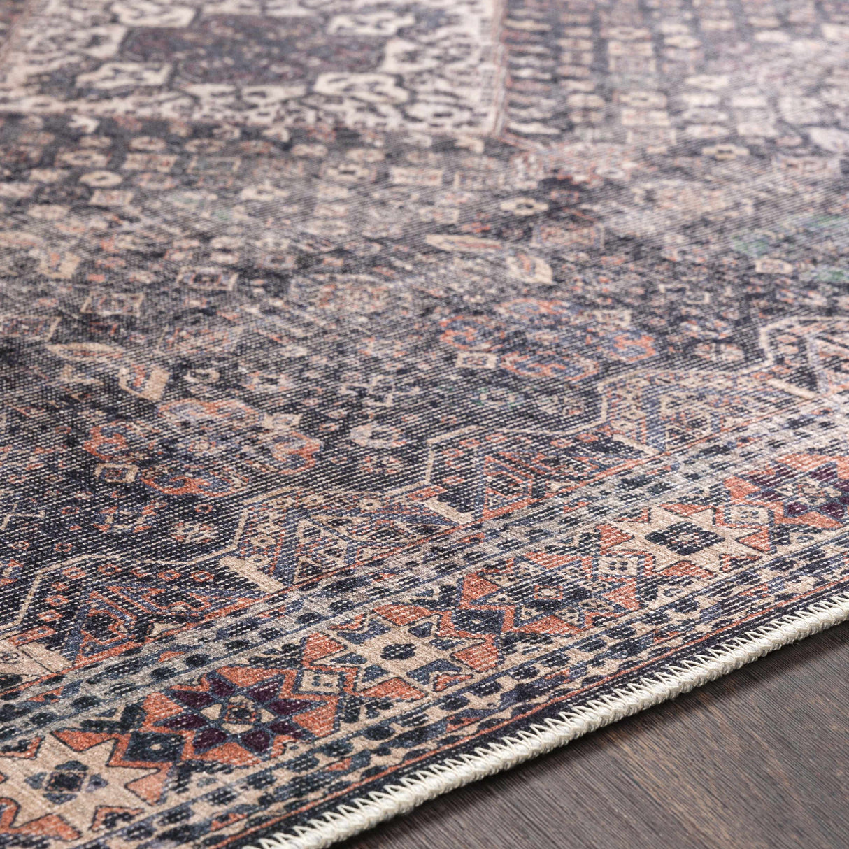 Kittrell Vintage Flat Pile Washable Rug - Clearance