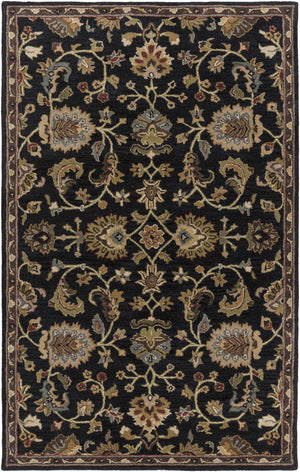 Kittredge Floral Black Wool Rug