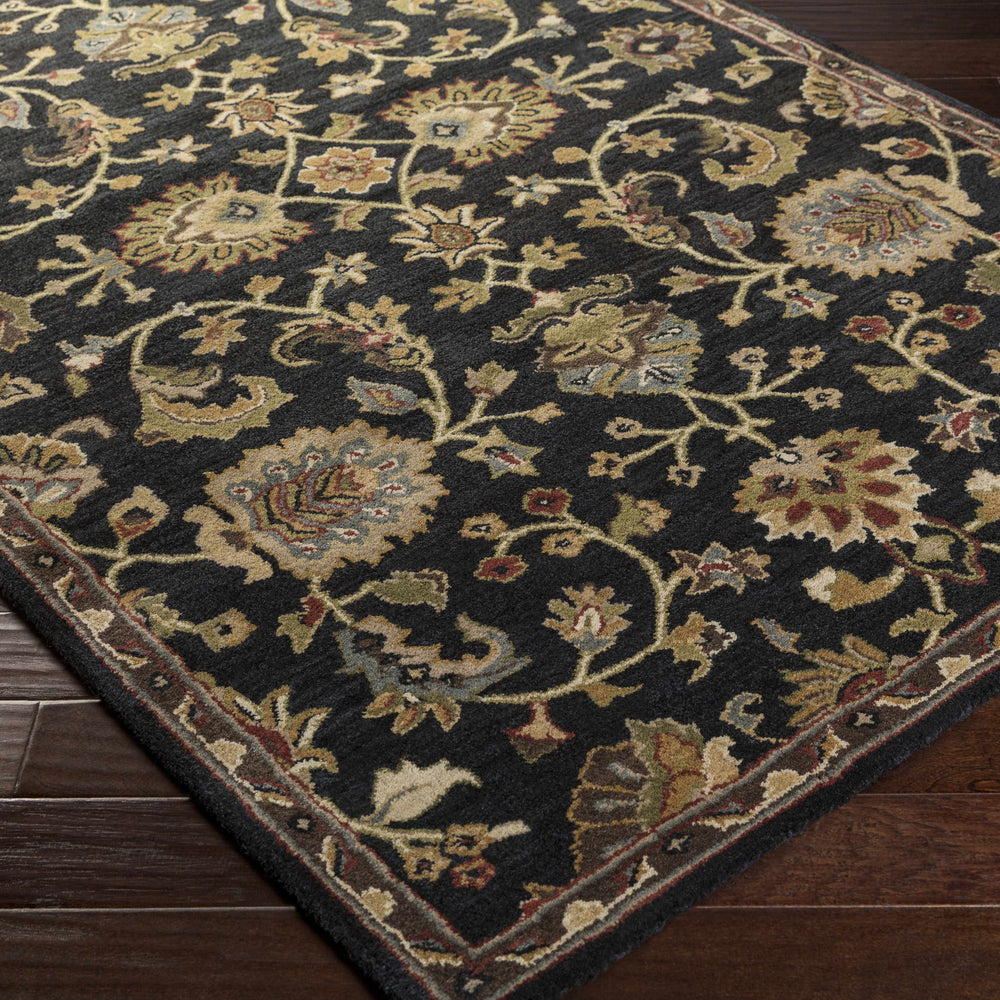 Kittredge Floral Black Wool Rug