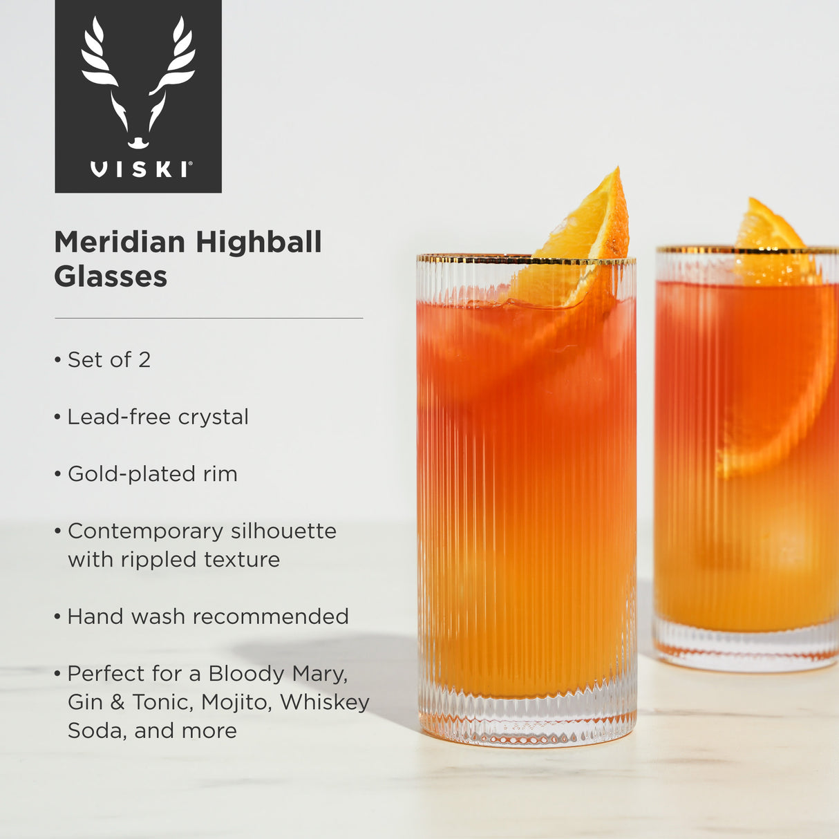 Meridian crystal highball glasses viski®