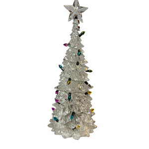 8 Inch Lighted Acrylic Christmas Tree - Clear