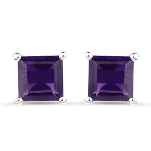 2.25 Carat Genuine Amethyst .925 Sterling Silver Earrings