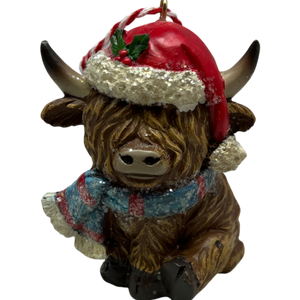 Festive Fiona Highland Cow Christmas Ornament