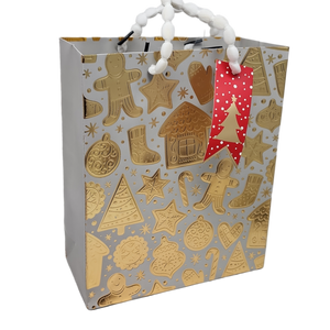 Gingerbread on Silver Gift Bag -