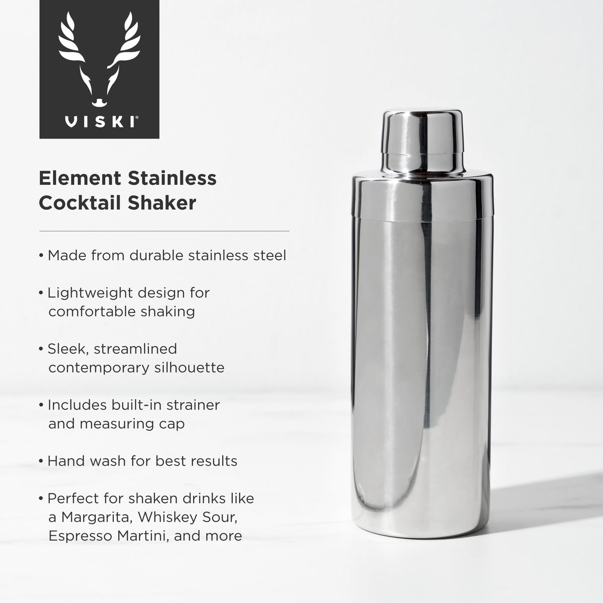 Harrison element cocktail shaker in silver viski®
