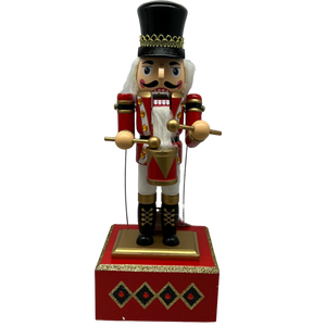 Wood Wind-Up Musical Nutcracker Figurine with Movement - Black Hat