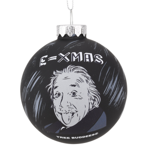 E=Xmas Albert Einstein Glass Christmas Ornament