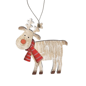 Rustic Wooden Reindeer Ornament -