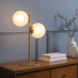 Mustard Modern Table Lamp with glass details for bedside or console tables