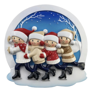 Ice Skating Family of 4 Ornament