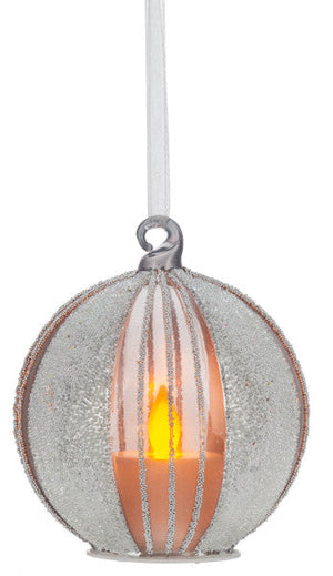 Silver Stripe Candle Glow Ornament