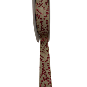 Burlap Berries Ribbon 1.5 inch - By the Yard