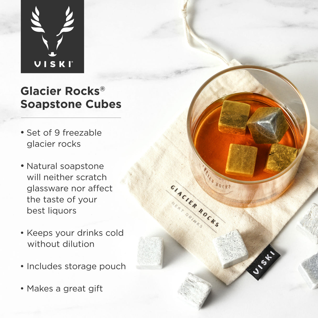 Glacier rocks® soapstone cubes viski®