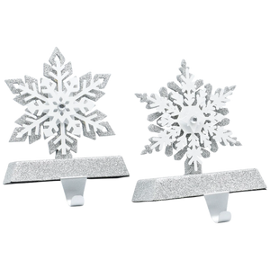 Lighted Snowflake Stocking Hanger - 2 Piece Set