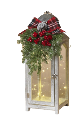 White Holiday Lantern B/O