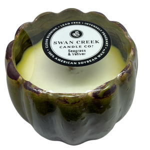 Small Petal Pot Soy Candle - Seagrass and Vetiver