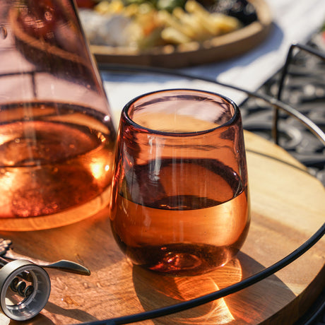 Rosado-recycled-stemless-wine-glass-set-by-twine-living-Wine-Glasses