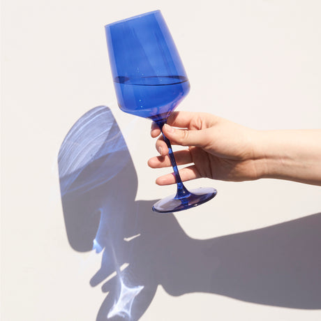 Reserve nouveau crystal wine glasses in cobalt viski®