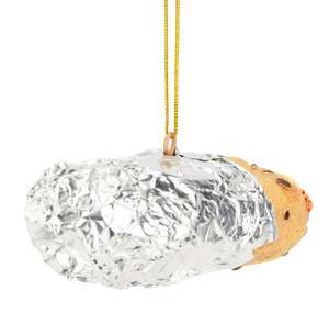 Burrito Wrapped in Tin Foil Food Christmas Ornament