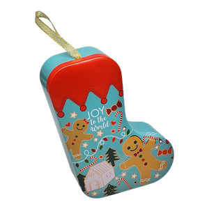 Christmas Stocking Cookie Tin Ornament - Joy to the World