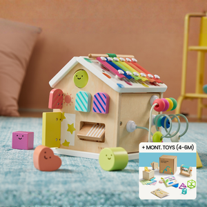 Brain & Hands Playset — Montessori Box (4–6 Months) + Activity Cube