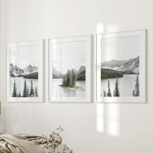 Canada Mountain Lake Poster. 3 Piece Nature Wall Art
