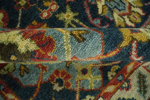 Traditional Large Design Blue, Rust and Gold Hand Knotted Multi Size wool Area Rug