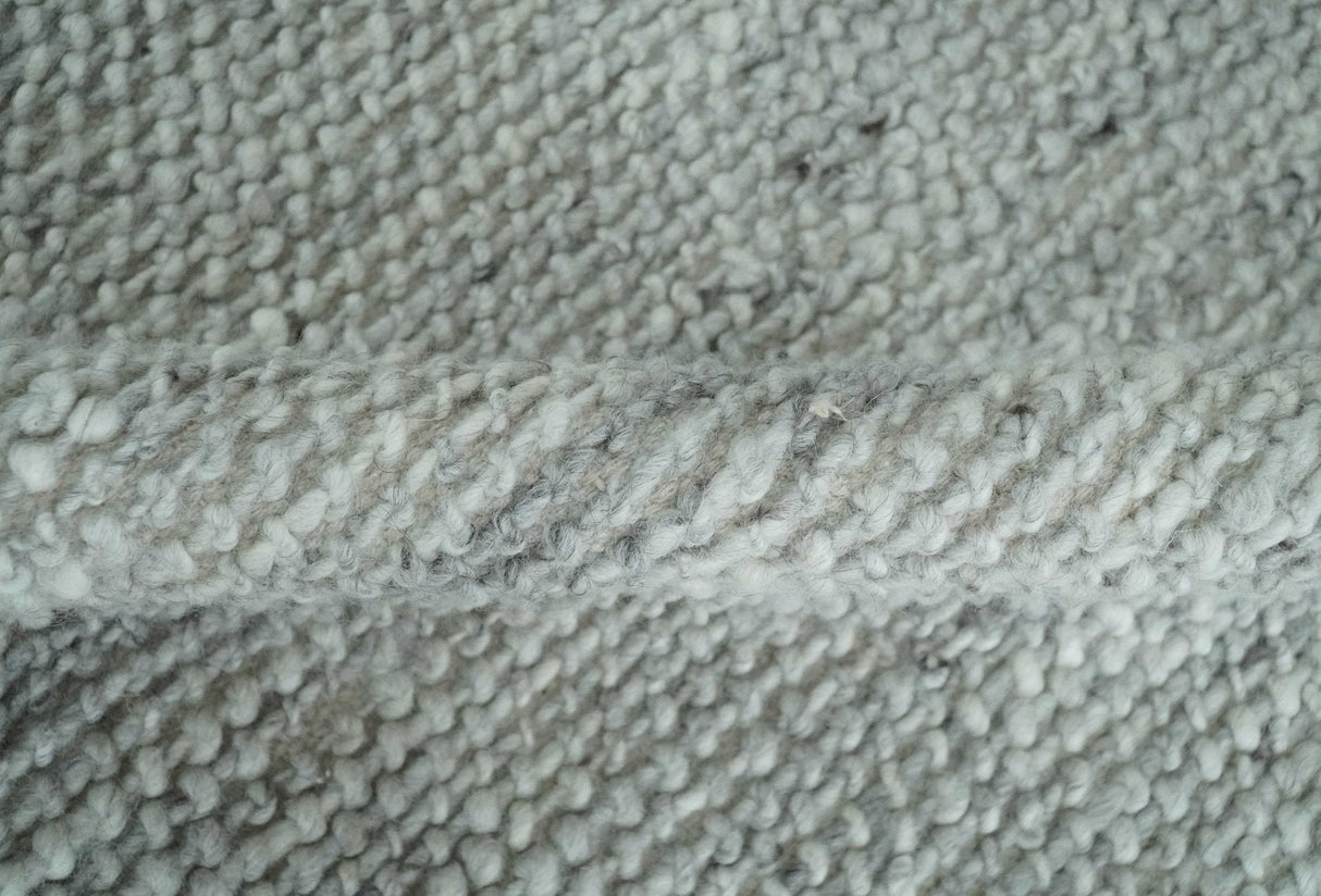 Large 8x13 Modern Contemporary Solid Silver Hand Knotted Wool Area Rug