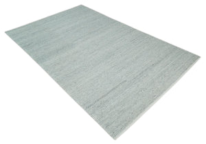 Large 8x13 Modern Contemporary Solid Silver Hand Knotted Wool Area Rug