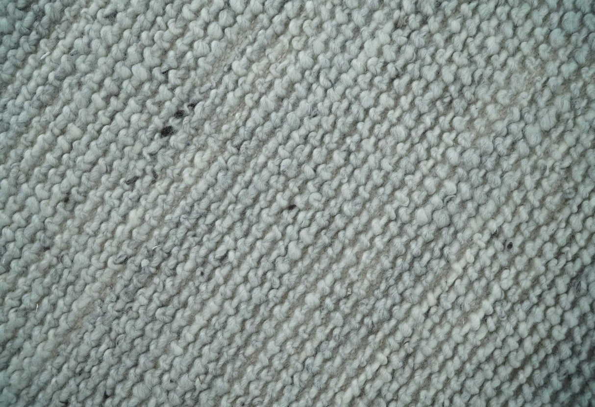 Large 8x13 Modern Contemporary Solid Silver Hand Knotted Wool Area Rug