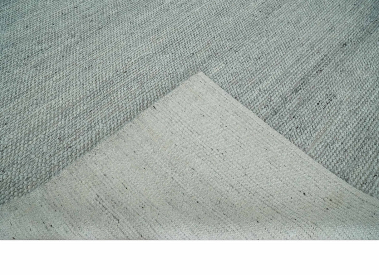 Large 8x13 Modern Contemporary Solid Silver Hand Knotted Wool Area Rug