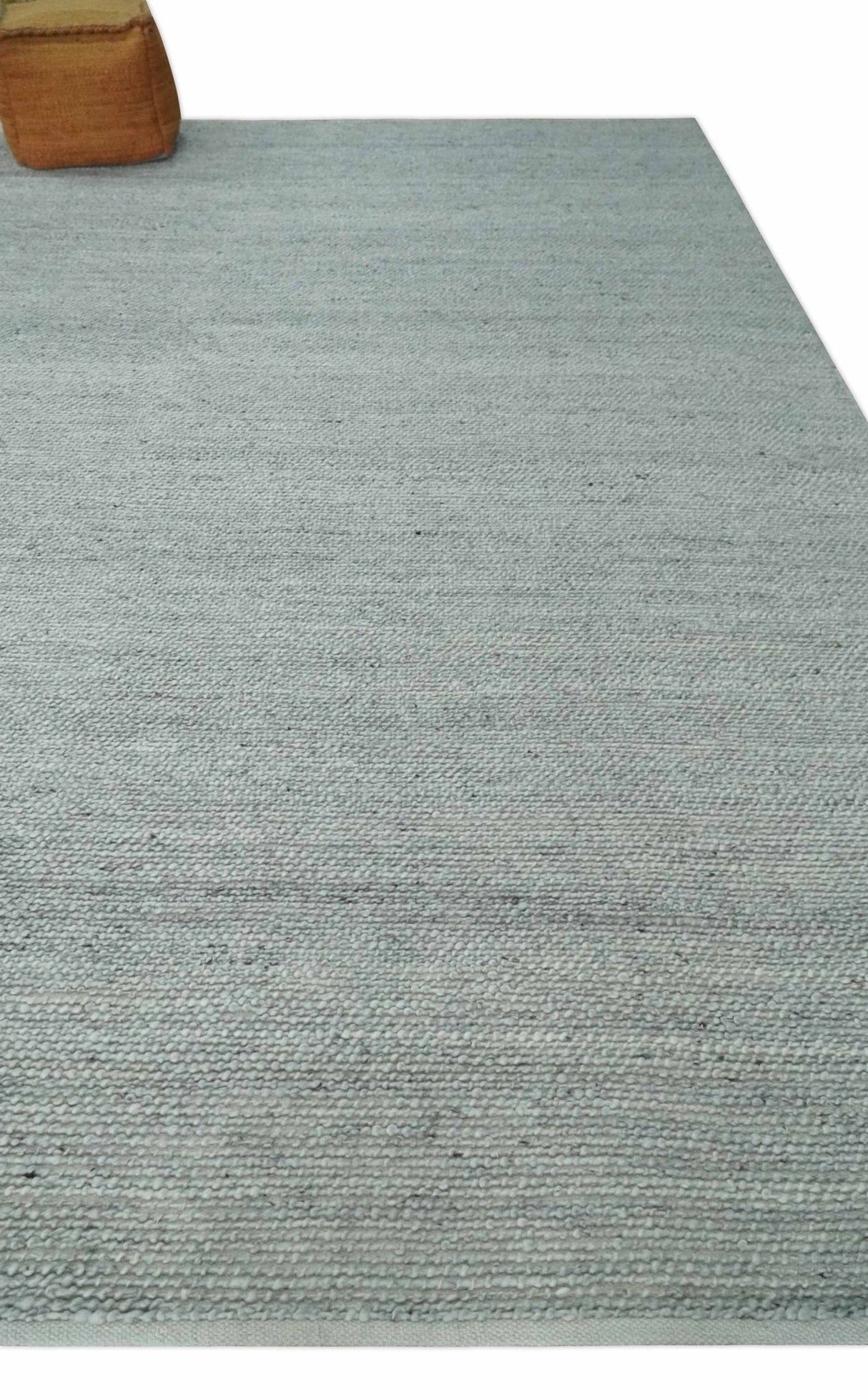 Large 8x13 Modern Contemporary Solid Silver Hand Knotted Wool Area Rug