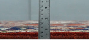 Large 9x12 Rust and Blue Hand Knotted Traditional Wool Rug