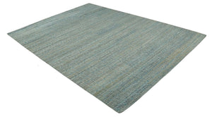 Large Blue, Beige and Gray Hand carved Texture Hand knotted 10x14 wool Area Rug