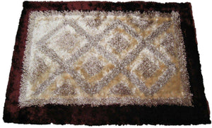 DaDa Bedding Shaggy Soft Viscose Champagne Brown Geometric Diamond Large Area Carpet Rug