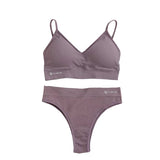 Talmont Seamless Ribbed Bra & Panty Set – Soft, Stretchy Lounge Lingerie with Removable Pads