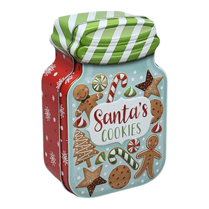 Jar Shaped Christmas Cookie Gift Tin -  Santa's Cookies