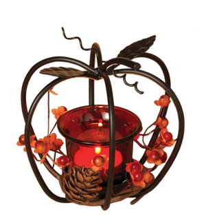 Metal Apple with Glass Candle Holder