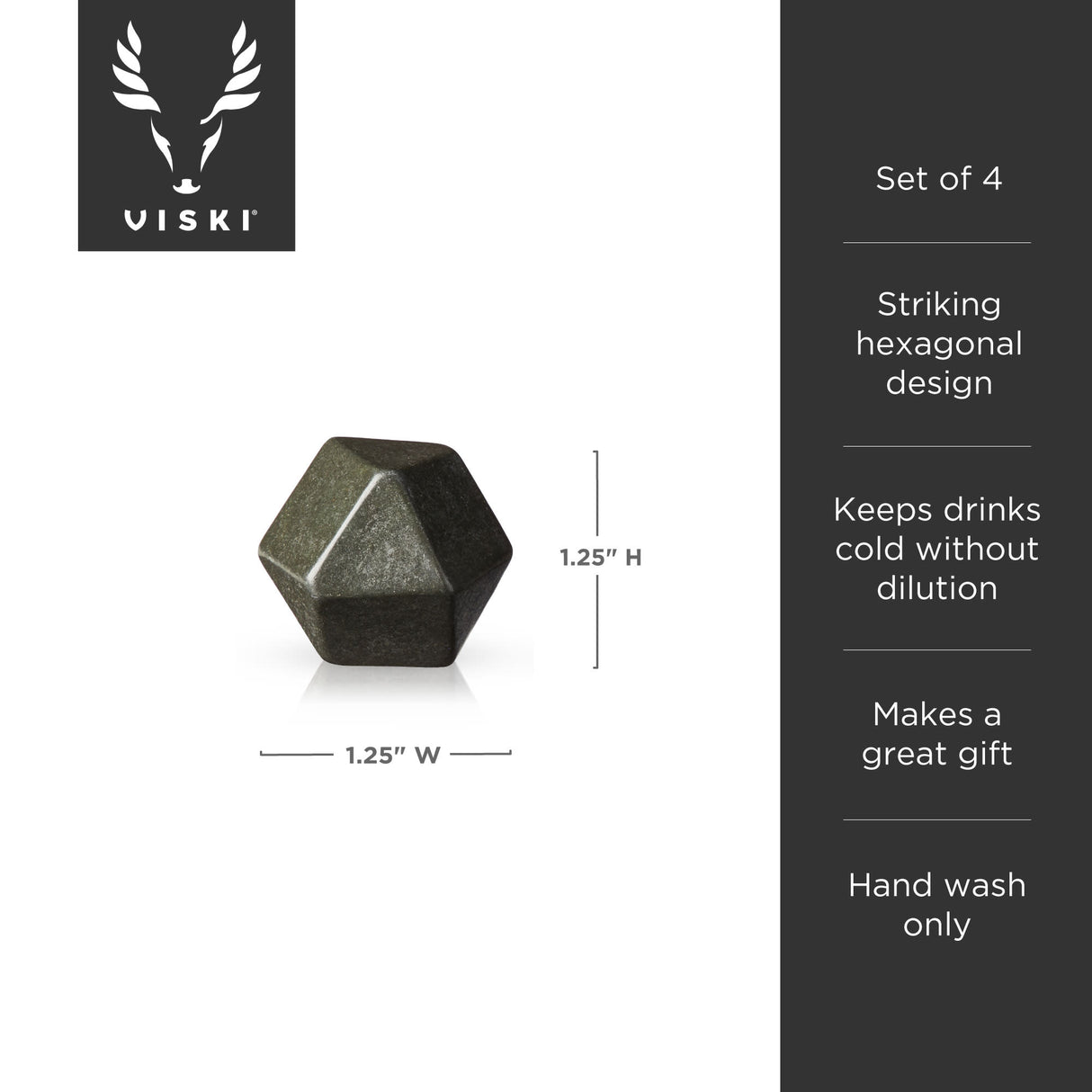 4-piece glacier rocks® hexagonal basalt stones viski®