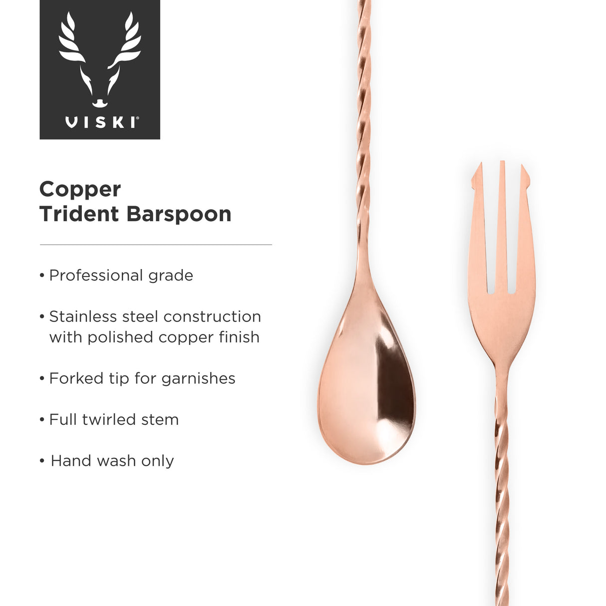 Summit trident barspoon in copper  viski®