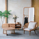 Leisure Chair with Rattan Cane Back and Hexagonal Design - Accent Chairs