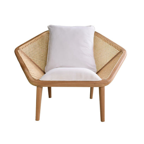 Leisure Chair with Rattan Cane Back and Hexagonal Design - Accent Chairs