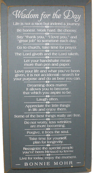 Wisdom for the Day Sign - Pewter